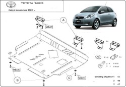 Unterfahrschutz Motorschutz TOYOTA YARIS II Hatch Diesel - Stahl