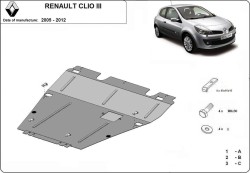 Unterfahrschutz Motorschutz RENAULT CLIO III Box (SB_, SR_) - Stahl