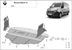 Unterfahrschutz RENAULT MASTER III Platform/Chassis (EV, HV, UV) - Blech