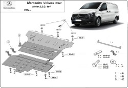 Unterfahrschutz Motorschutz MERCEDES-BENZ V-CLASS (W447) - Stahl