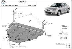 Unterfahrschutz Motorschutz MAZDA 3 Hatch (BK14) - Stahl