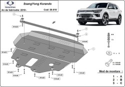 Unterfahrschutz Motorschutz SSANGYONG KORANDO (C300) - Stahl